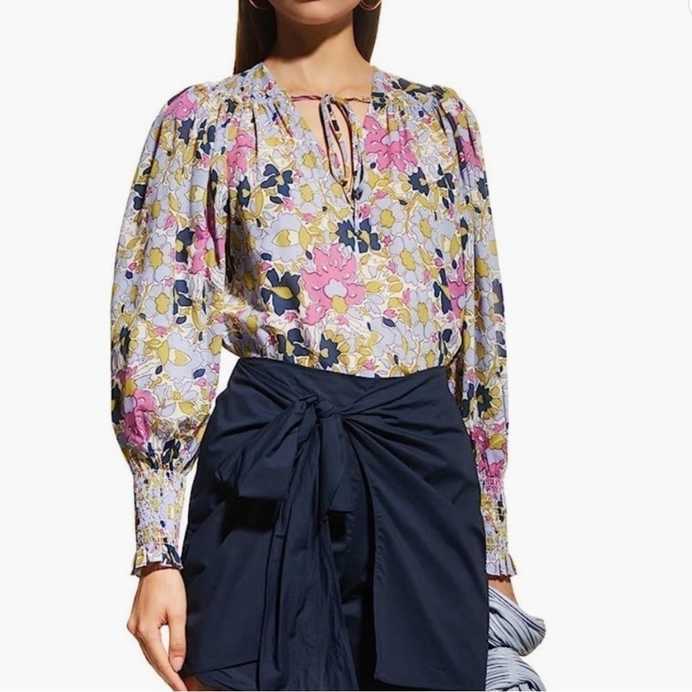 Rebecca Taylor Passion Flower Tie Front Blouse